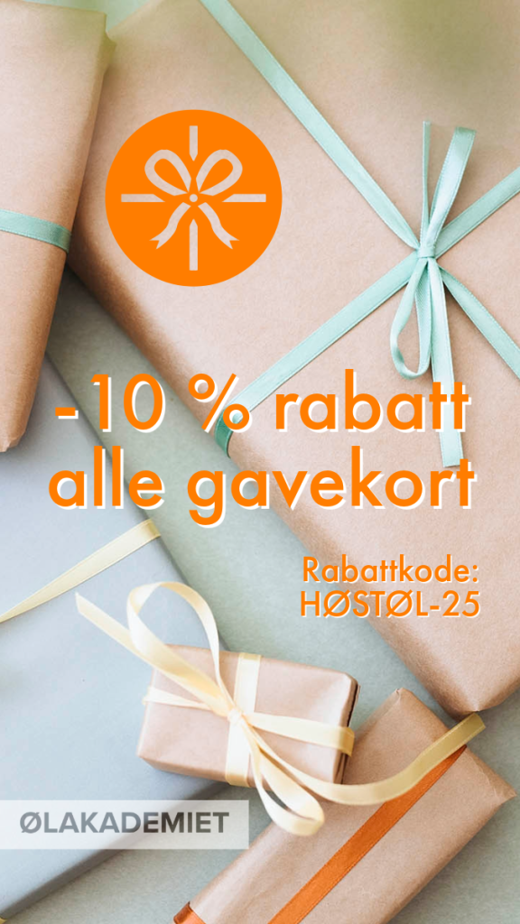 Høstsalg. -10% rabatt på gavekort med kurs og smakinger fra Ølakademiet. 