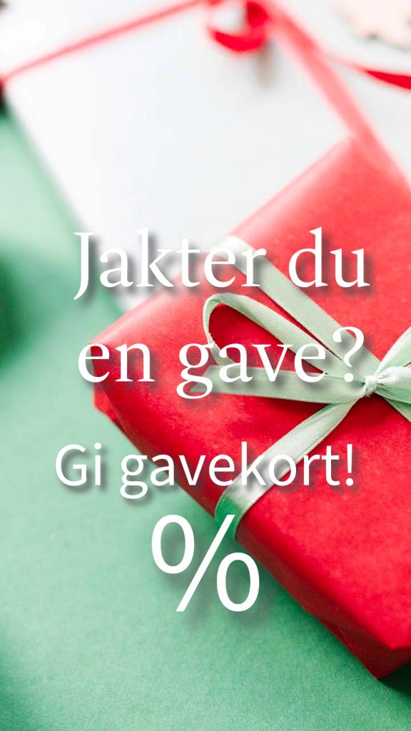 Bilde av gaver med tekst: Jakter du en gave? Gi gavekort! Salg. 